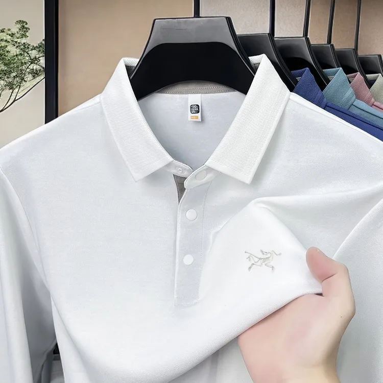 【奥莱撤柜】翻领假两件长袖Polo衫刺绣鸟男装t恤男POLO衫高质量