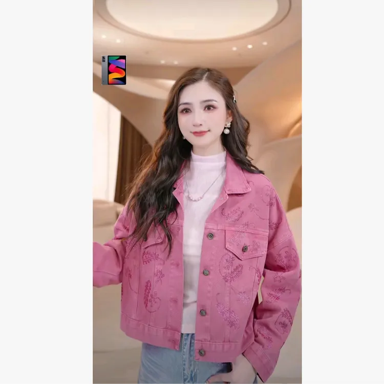 COCO BECCI【腰果花粉牛】法式优雅高级百搭牛仔外套CFLJC200027