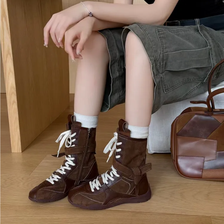 XMM.【复古德训靴】时尚百搭潮流显瘦洋气高帮夏真皮系带Z7800-1850