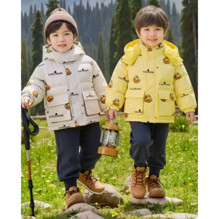 小黄鸭儿童羽绒服2026新款加厚冬季连帽外套