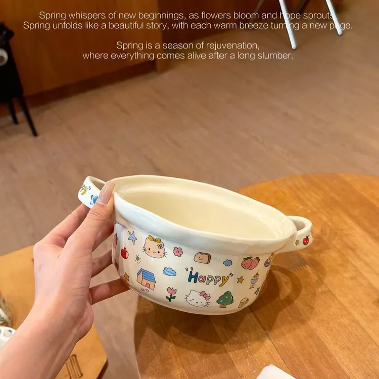 【星漫】kitty陶瓷满彩双耳大号碗