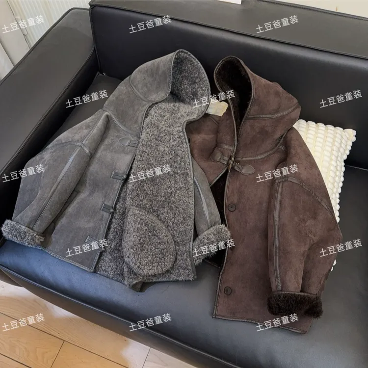 儿童皮衣加绒冬季厚款宽松保暖拉链毛领童装休闲风翻领ins潮