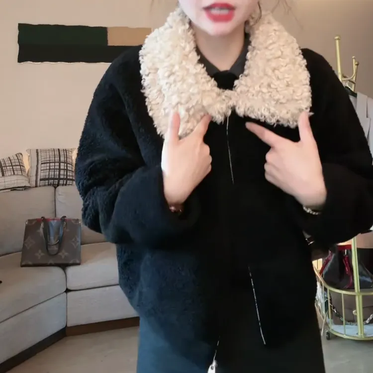 冬季新款韩系设计感百搭显瘦毛领气质温柔保暖外套上衣LK2508931