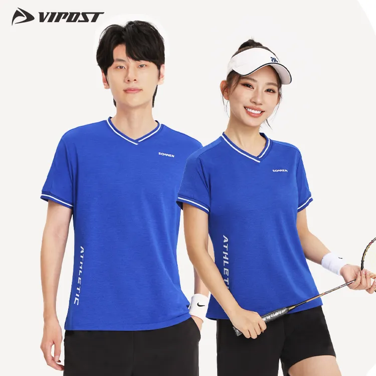 VIPOST男女通用羽毛球服套装成人队服比赛训练服短袖夏季适用