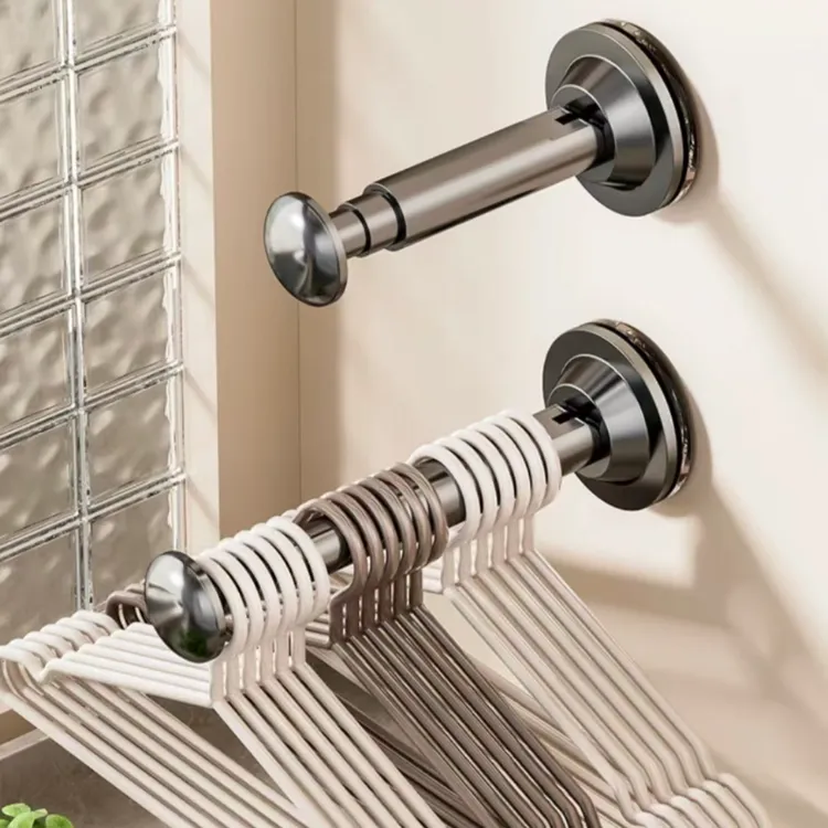 吸盘衣架收纳架神器免打孔家用阳台墙可伸缩晾衣架多功能收纳支架