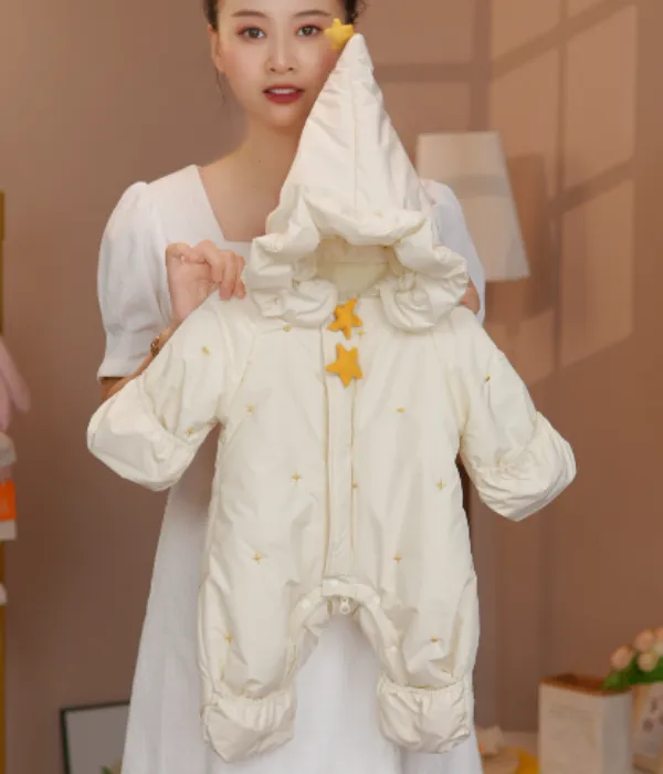 2025秋冬款新款婴幼儿满天星包手包脚v连体爬服长爬宝宝