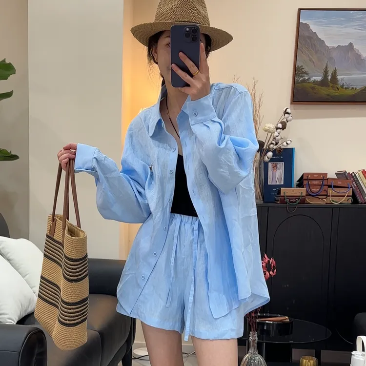 100%亚麻时尚套装