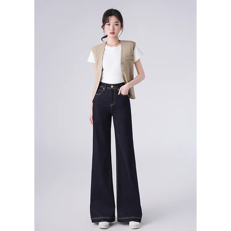 悉妍 原创丹宁色高腰筒喇牛仔女裤休闲时尚高级舒适735