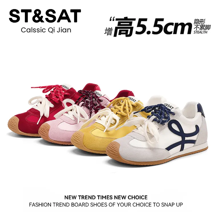 ST&SAT CLASSIC5.5cm夏款透气女鞋时尚气质休闲鞋厚底百搭德训鞋