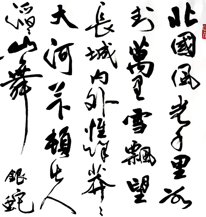 行草书书法作品《沁园春雪》适合办公室茶室客厅挂画