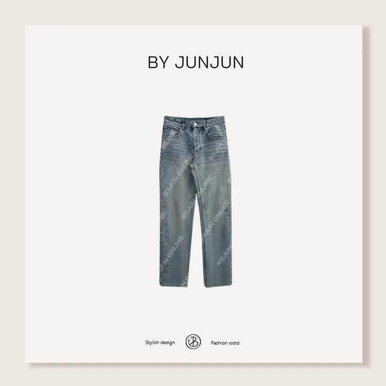 ByJunjun法棍牛 B家定制款莱赛尔瘦腿蓝牛仔裤