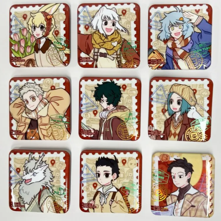 城市出游系列马口铁徽章吧唧镭射票伪拍立得亚克力挂件盲盒