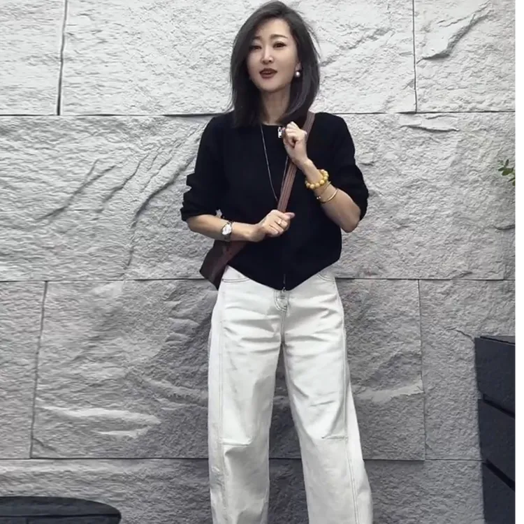 早秋穿搭一整套高级感休闲显瘦百搭拉链长袖上衣外套阔腿裤两件套