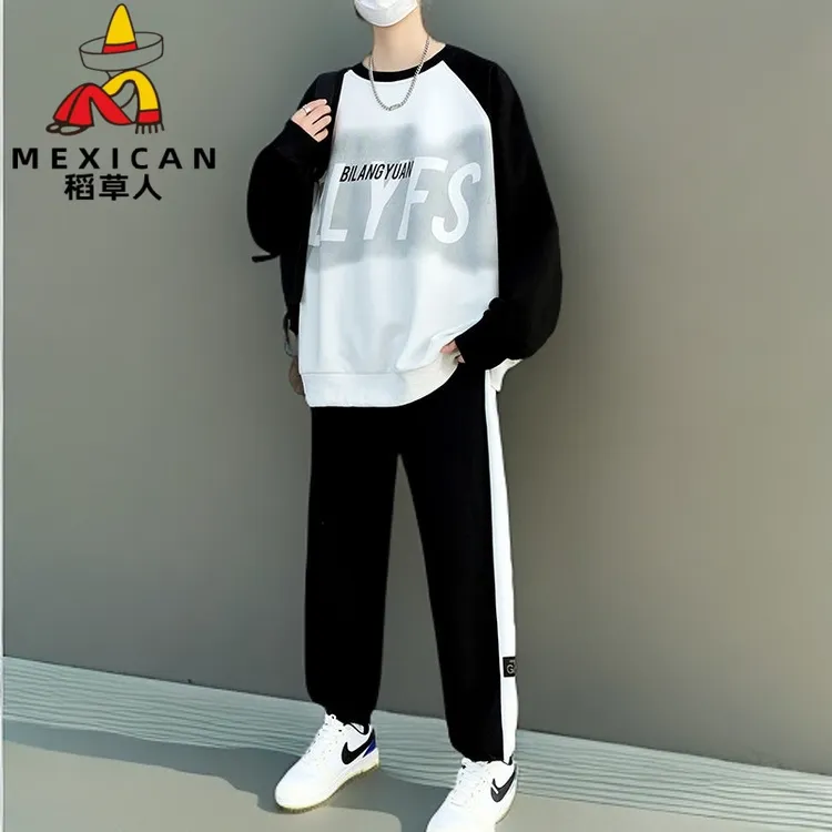 稻草人青少年春秋季潮牌卫衣男孩初中学生长袖T恤帅气大专柜品质