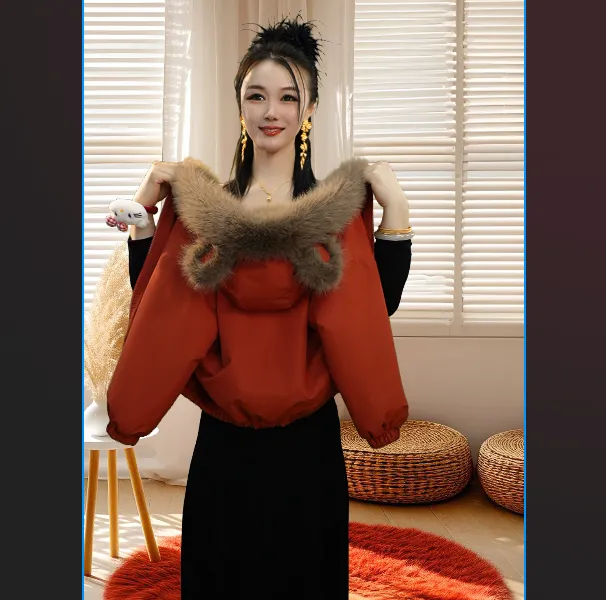 【草草-长毛】女童外套秋冬装新款中大童加绒加厚双面穿上衣洋气