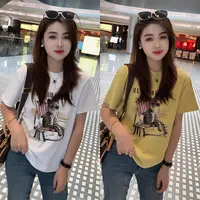 【闺蜜轻奢】2025夏季卡通悠闲小豹正肩印花短袖圆领显瘦百搭T恤女