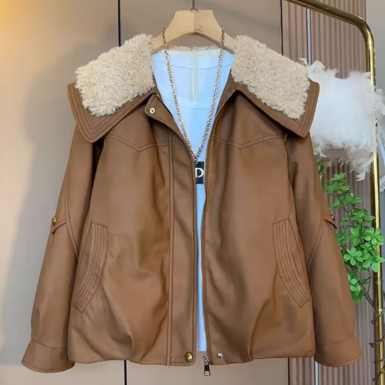 柔软蛋白皮皮衣女小个子2025秋冬款韩系宽松巨好看小皮衣外套女