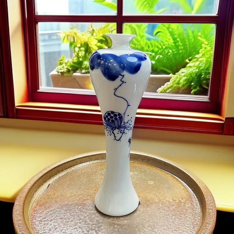 景德镇手工手绘美人花瓶中式