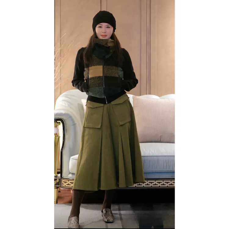 璇之恋·王璇里斯本毛呢格子短外套·王璇原创设计