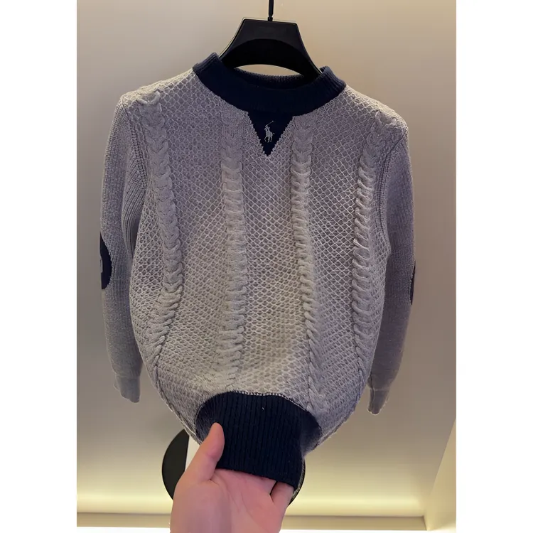 高档圆领提花针织衫毛衣男士秋冬款时尚百搭保暖打底衫男装25228