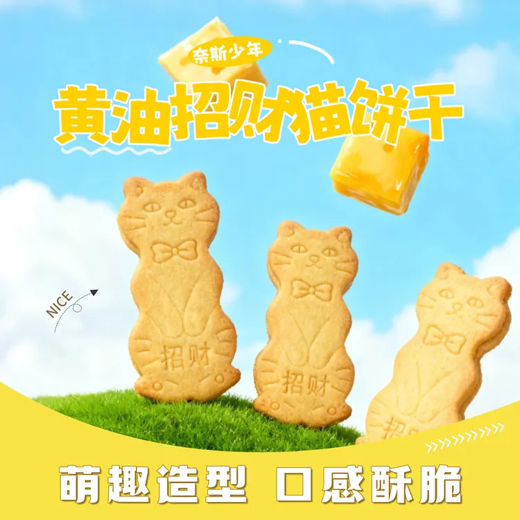奈斯少年诗词饼干卡通造型黄油饼干美味零食好吃好玩独立包装