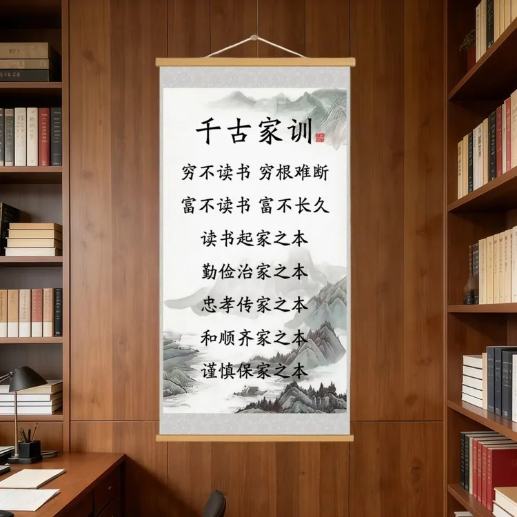 【千古家训】家规学生书房客厅字画励志书法实木油画布挂画商品图