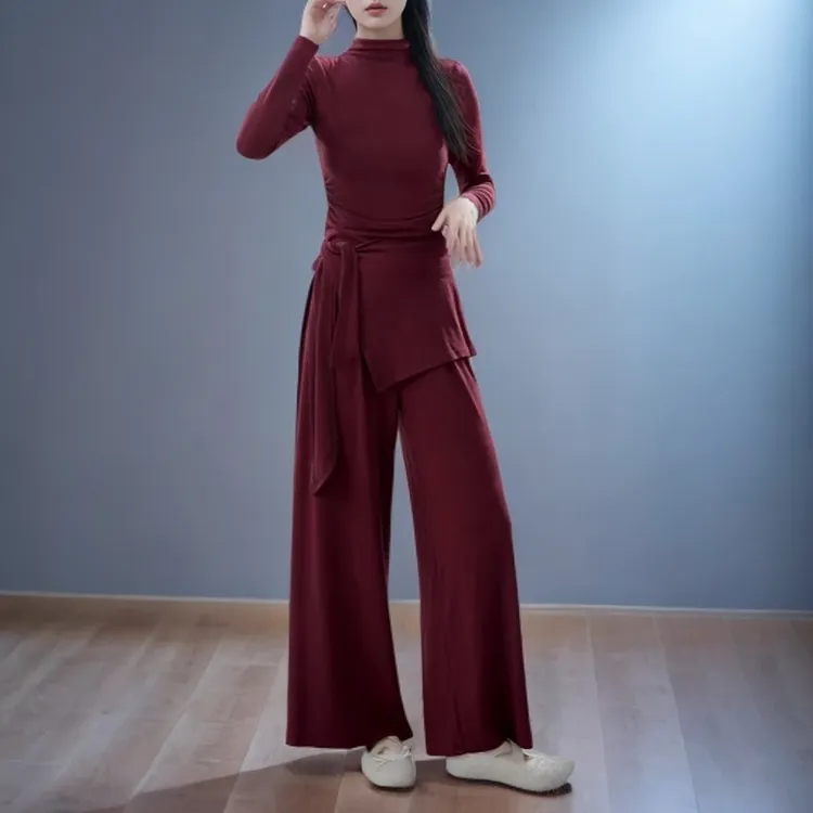 老师同款半高领披片飘逸成人中国舞形体舞蹈服三件套装