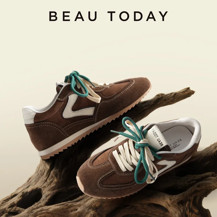【球球专属】BeauToday双色鞋带俏皮德训鞋女2025新款内增高阿甘鞋