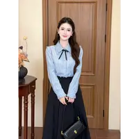 LiLi李李家【东京日记】学院风条纹衬衫半裙套装XMZH9379 XMZH9380