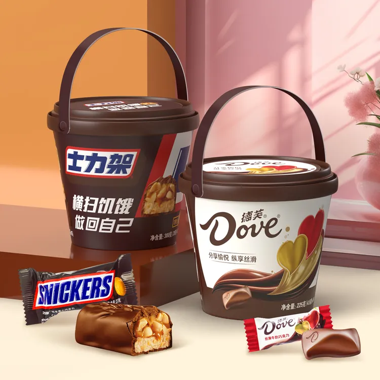 德芙牛奶巧克力50条/桶+士力架花生巧克力15条/桶零食巧克力推荐
