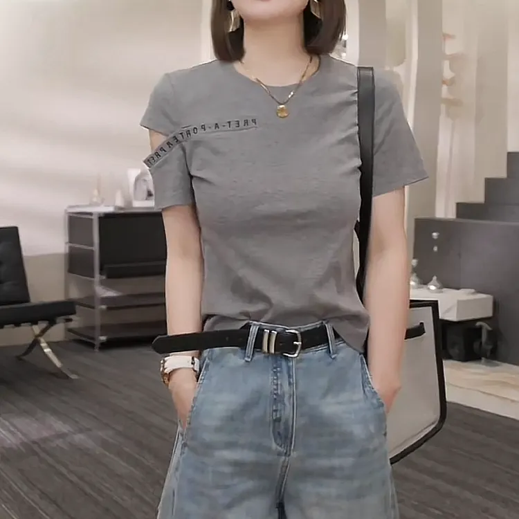 【赤韵流光】 2025夏季新款时尚休闲气质T恤上衣潮流洋气修身显瘦