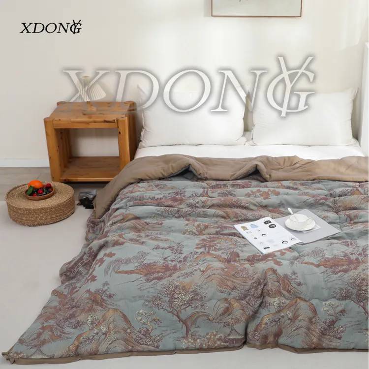 XDONGY（冬云家纺）顶 奢200*230 山野听雨绿色 柔软亲肤 恒温被