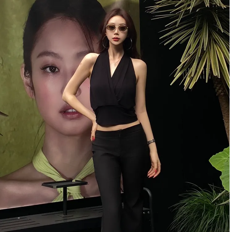 2025夏季新款时尚套装气质显瘦洋气休闲百搭性感辣妹外穿上衣长裤