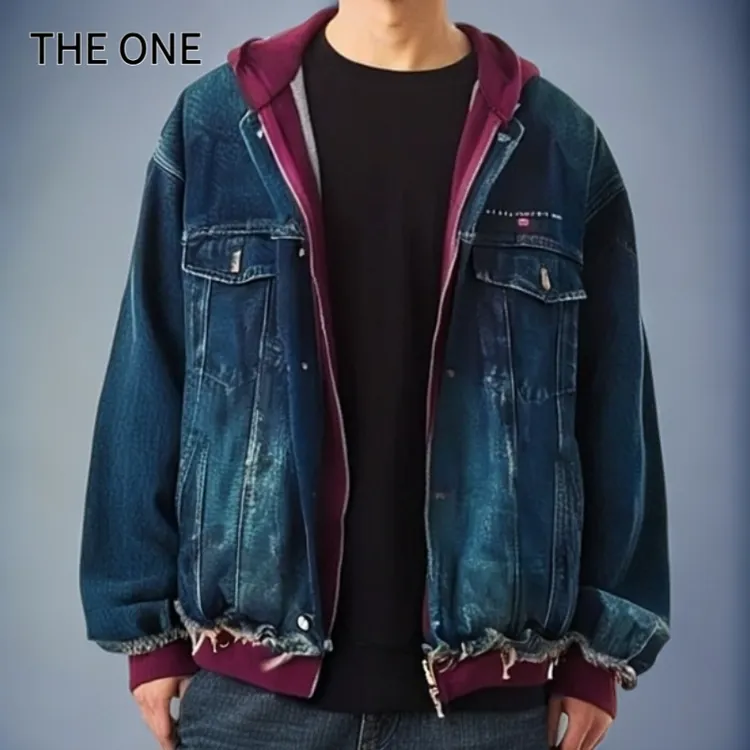 巴家假两件拼接撞色连帽夹克秋冬高街痞帅字母男女同款外套