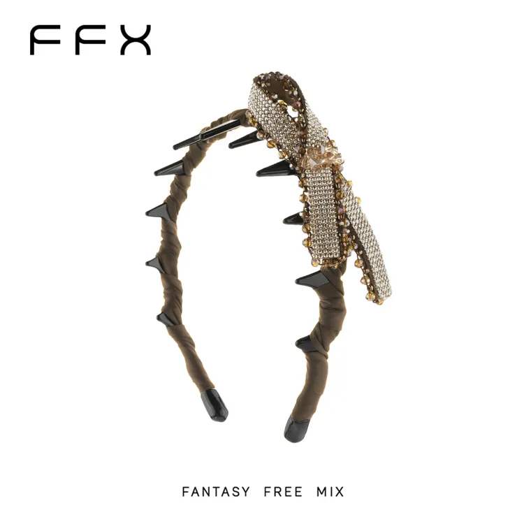 【JOJO专属】弗弗西FFX【金色魅影】高级时尚超闪皮底钻侧边结齿梳发箍