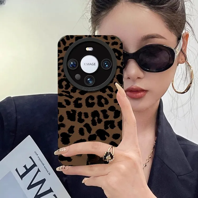 深棕豹纹适用华为mate80pro手机壳mate70pro轻奢秋冬mate60pro女