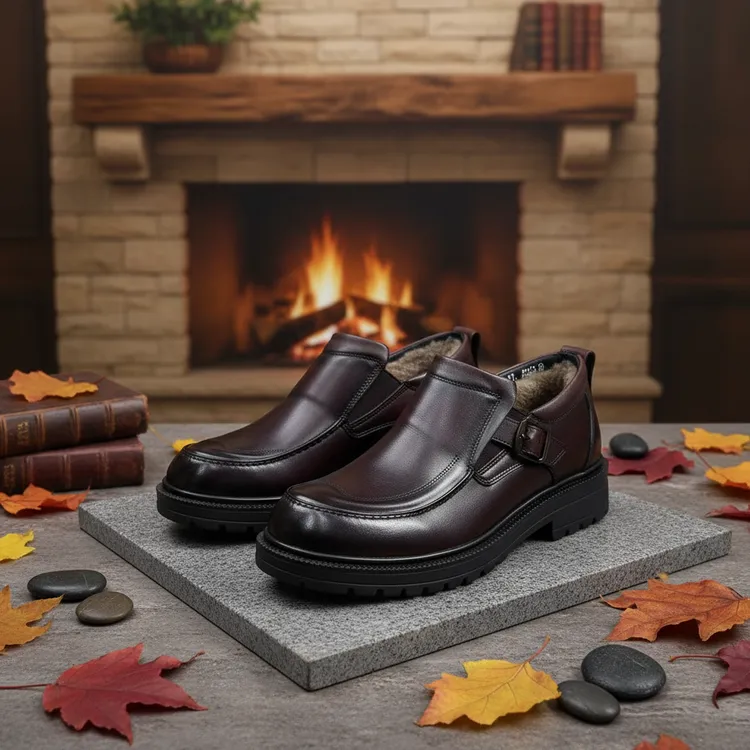 168号保暖防滑中式舒适商务休闲皮鞋休闲风男士厚底