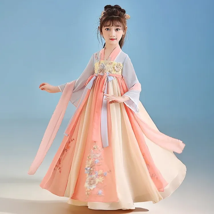 儿童裙子汉服春秋女童古装中国风襦裙长袖春夏季古风仙女风儿童节