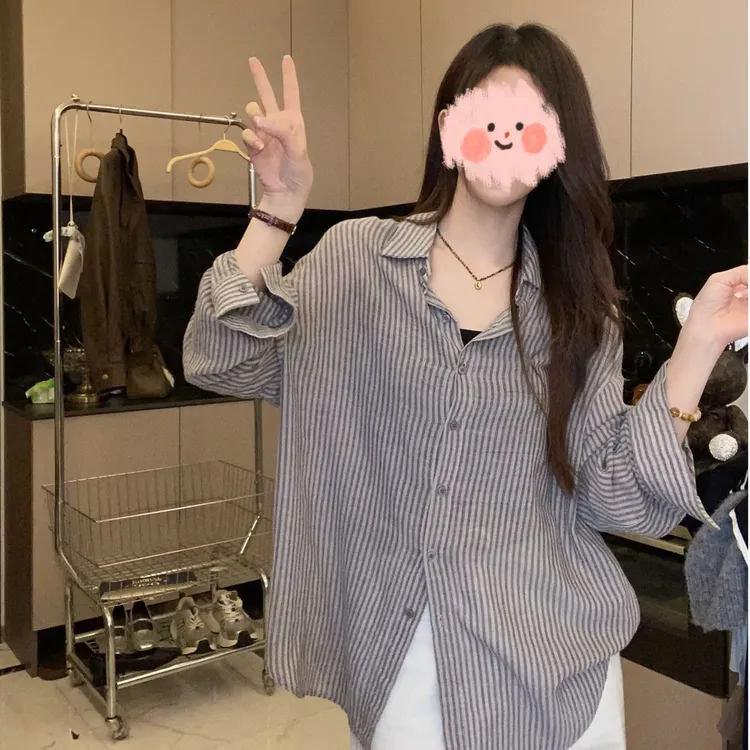 韩系通勤撞色条纹衬衫女2025夏季小众气质新款上衣独特超好看衬衣