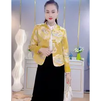 【提提专属】新中式国风外套女春秋新款雅气质短款提花刺绣立领外套