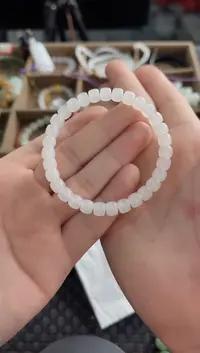 和田玉未镶嵌颈饰白月光7*6手串