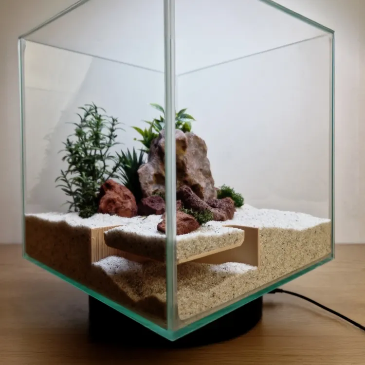 造景躲避屋家用小型过滤增氧造景鱼缸客厅桌面生态水景观赏缸装饰