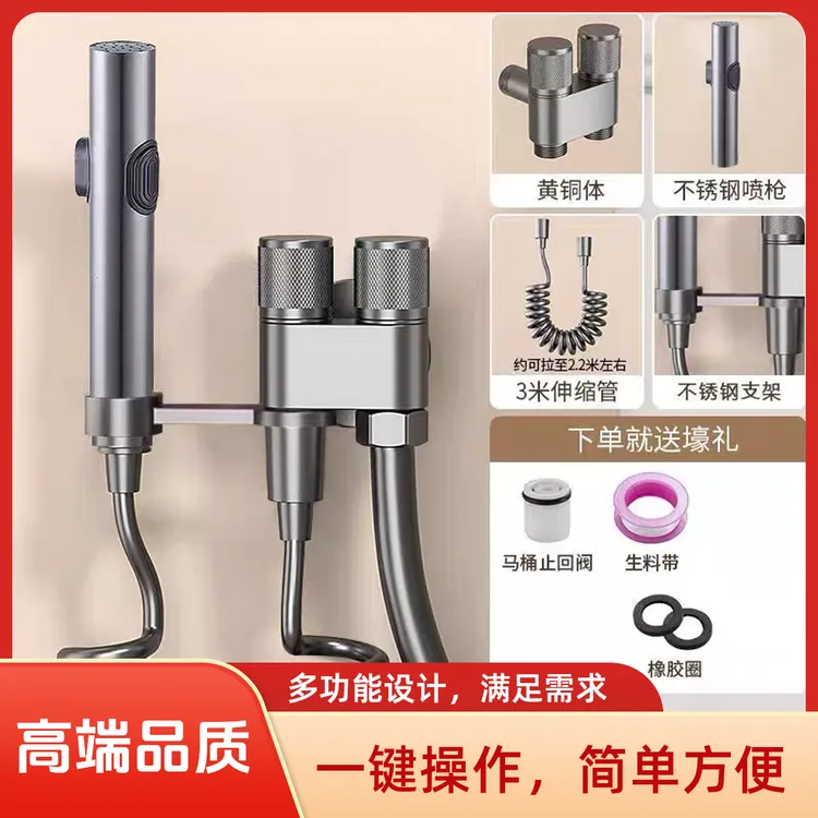 德国高端马桶伴侣一进二出双控出水强力喷枪卫生间角阀多功能套装