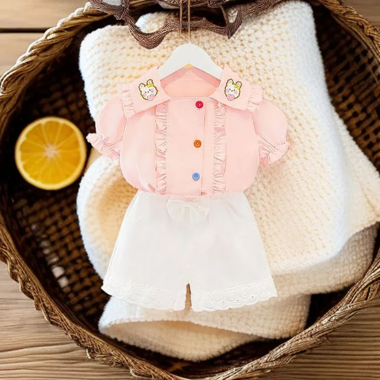 女童夏装小香风新款洋气婴儿夏季岁女宝宝短袖小童时髦儿童套装