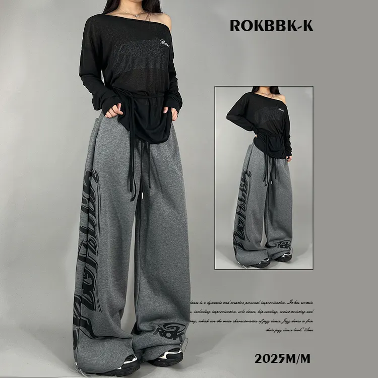 ROKBBK-K布韩街舞潮牌美式复古百搭松弛跳舞嘻哈休闲裤女爵士舞