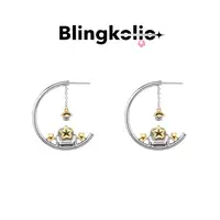 铜合金锆石耳饰 Blingkolio不另可18K双色锆石小众沙发吊灯耳环