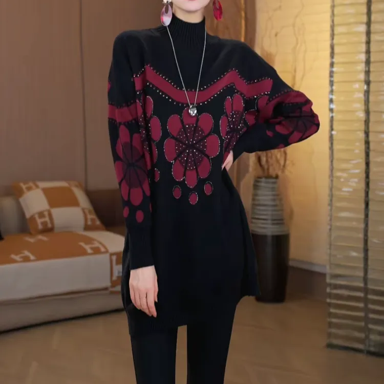 时尚爆款长袖女装冬季针织衫减龄休闲显瘦气质韩版厚款设计感毛衣