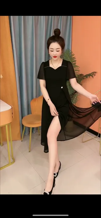 夏季气质重工拼接洋气减龄连衣裙