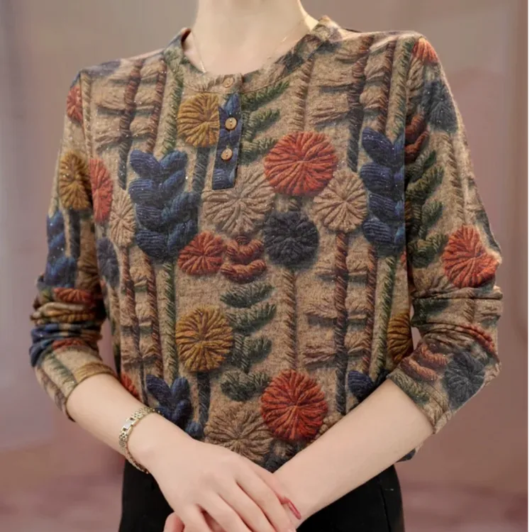 秋季高档长袖印花德绒衬衫胖mm大码休闲宽松遮肚子显瘦外穿小衫