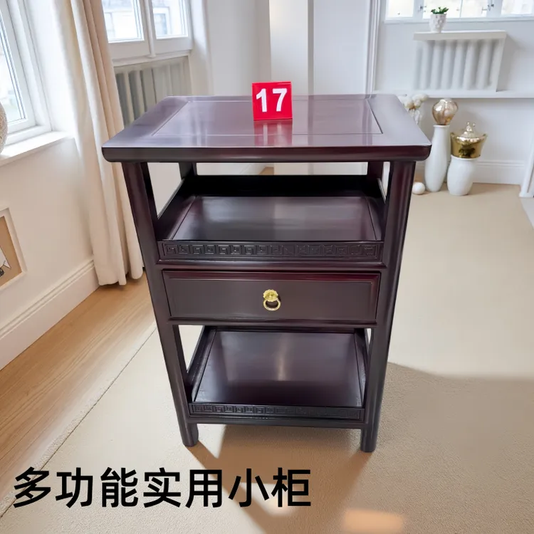 黑酸枝色小茶几小茶柜置物架盆景架储物柜新中式家用客厅收纳柜